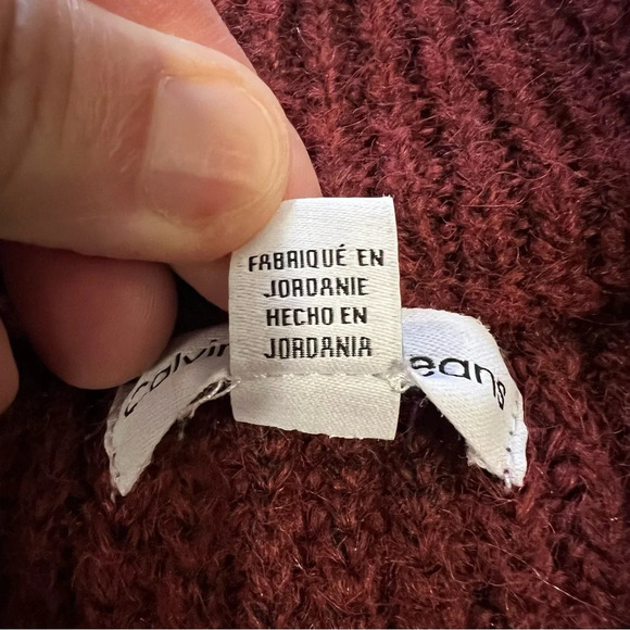 Calvin Klein Burgundy Half Zip Long Sleeve Crop Sweater Womens size small - Picture 7 of 11